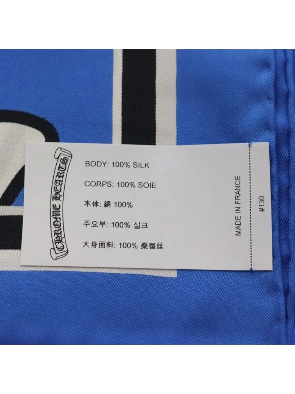 Chrome Hearts CH Scarf Cemetery Print Silk Blue